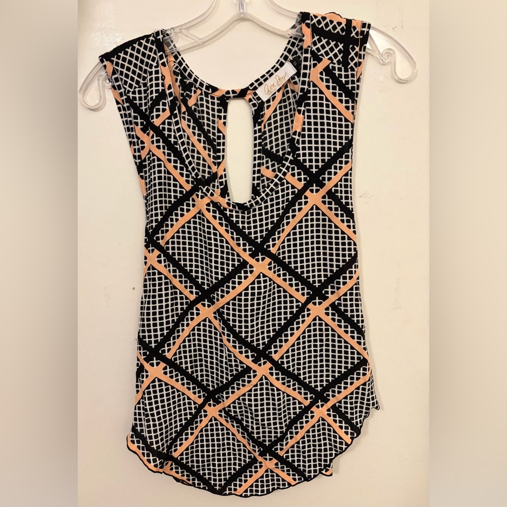 Ava Sky Black and Orange Geometric Blouse